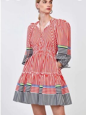 HUNTER BELL Ellison Dress in  Engineered Stripe, Size Small